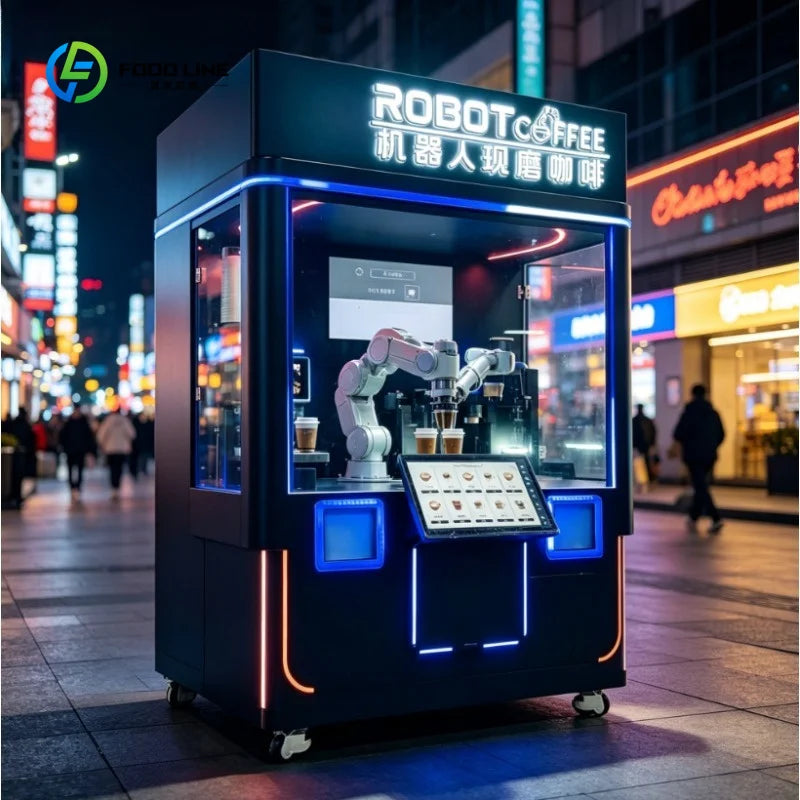 Customized AI Robot Coffee Vending Machine with Credit Card Payment Metal Construction SDK Integration Auto Clean Function