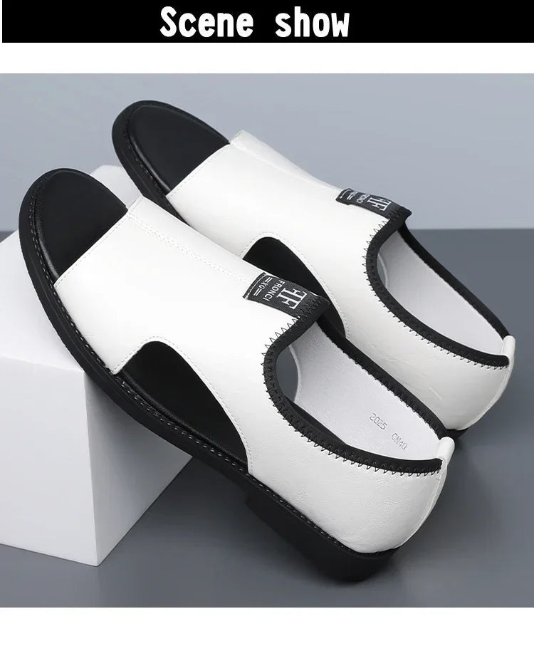 Men's Roman Sandals Summer Comfort Casual Soft Sole Slippers Anti-Slip Breathable Outdoor Slip-On Beach Shoes-HT2025