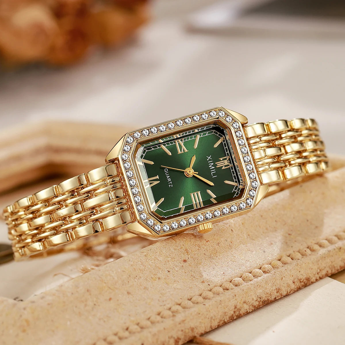 Luxury Rhinestone Women Watches Fashion Rectangle Bracelet Quartz Wristwatch for Girls Clock Reloj Mujer