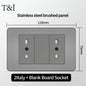 118 US Mexico Grey Stainless Steel Brushed 2way Electrical Light Switch Home Wall Socket Plug Double USB Type-C Power Outlet