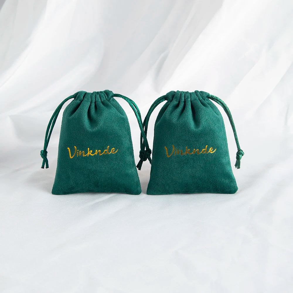 100pcs Custom Logo Jewelery Velvet Drawstring Bag Soft Champagne Velvet Suede Pouches Packaging for Wedding Party Gift Organizer