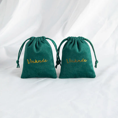 100pcs Custom Logo Jewelery Velvet Drawstring Bag Soft Champagne Velvet Suede Pouches Packaging for Wedding Party Gift Organizer