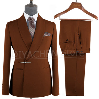 Elegant 2-Piece Men's Suit Slim Fit  Blazer And Pants Set for Wedding Groom Tuxedo Business Party