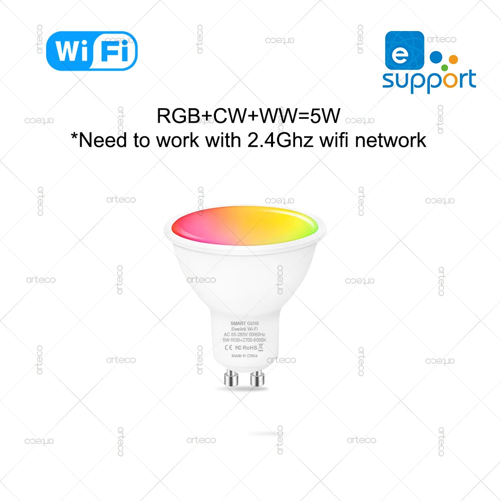 Smart WiFi Zigbee Led Light Bulb GU10 E27 E14 Dimmable RGBCW Led Lamps For Ewelink App Alexa Amazon Google Yandex Smartthings