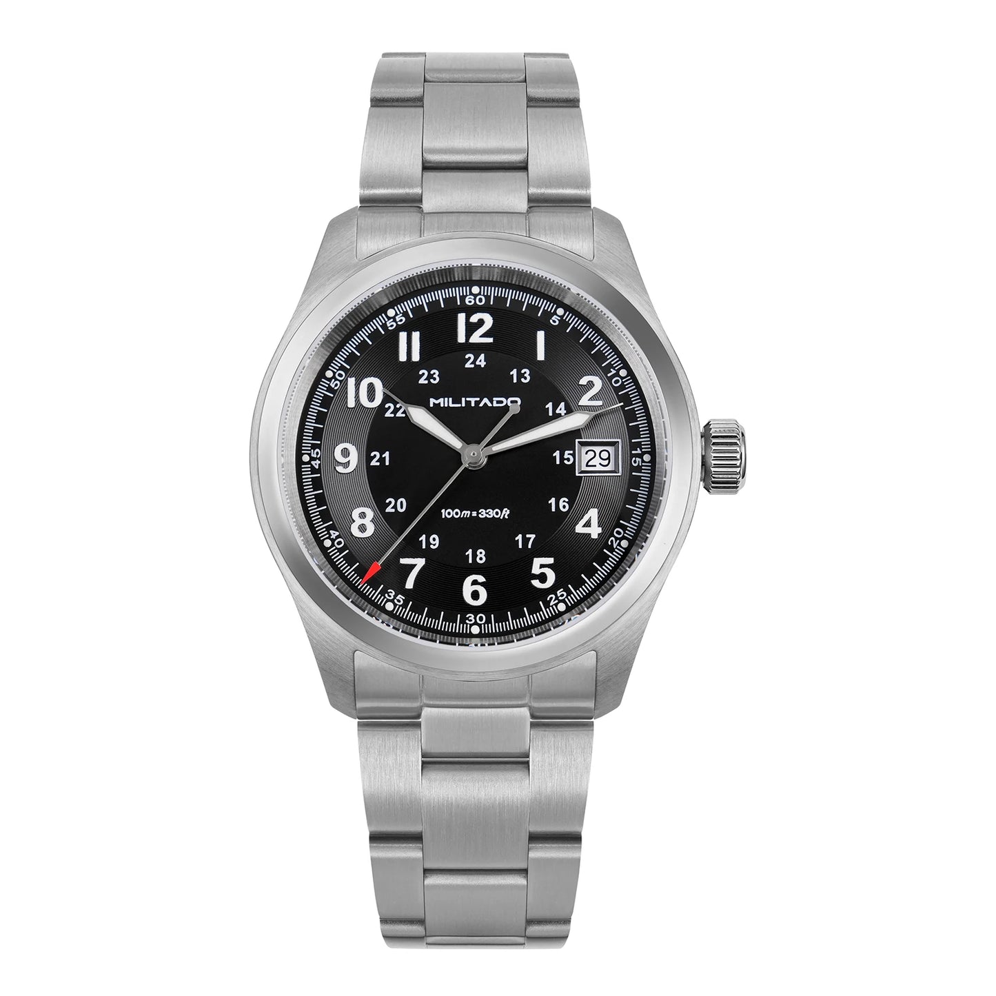 Militado ML08 Quartz Watch Ronda 515 Movement Domed Sapphire Wristwatch BGW9 Luminous 10Bar Waterproof 38mm Men Watches