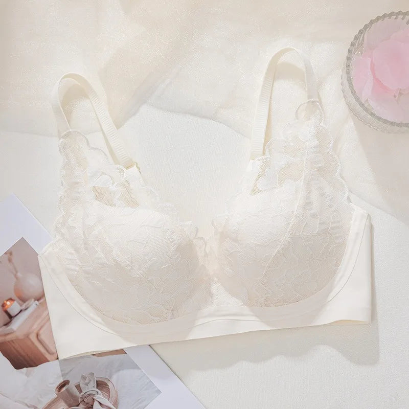 French Sexy Lace Bra and Panty Set for Women, Push Up Wireless Bralette, Comfortable & Breathable Small Chest, Bestseller MOYISU
