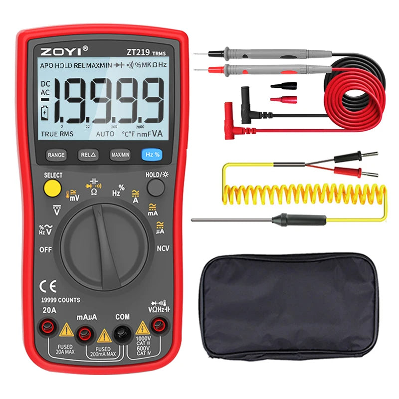ZT219Digital Multimeter 19999 Counts True Rms Multimeters AC/DC Current Meter Voltimetro Profesional Voltage Tester f