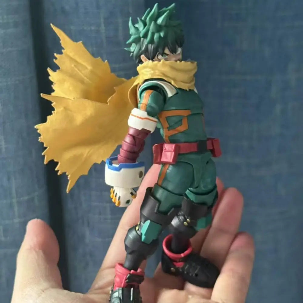 My Hero Academia SHF Anime NEW Handmade Midoriya Izuku Yellow cloak clothes Built In Iron Wire Is Suitable for 1/12 Toys