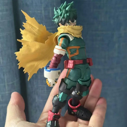 My Hero Academia SHF Anime NEW Handmade Midoriya Izuku Yellow cloak clothes Built In Iron Wire Is Suitable for 1/12 Toys