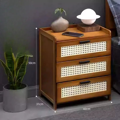 ‌Modern Minimalist Nightstand - Solid Wood Bedside Storage Cabinet with Drawer, Space-Saving Slim Design for Studio Apartments