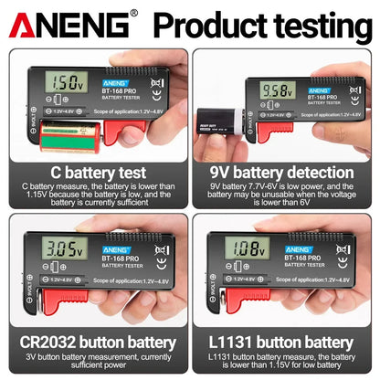 ANENG Tester baterii litowych cyfrowy uniwersalny BT-168 PRO Sprawdzanie pojemności, analizator obciążenia, wyświetlacz do baterii AAA AA guzikowych