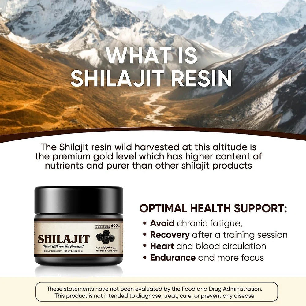Shilajit Pure Himalayan Organic Shilajit Resin - with Fulvic Acid & 85+ Trace Minerals Complex for Energy & lmmune Support 600mg