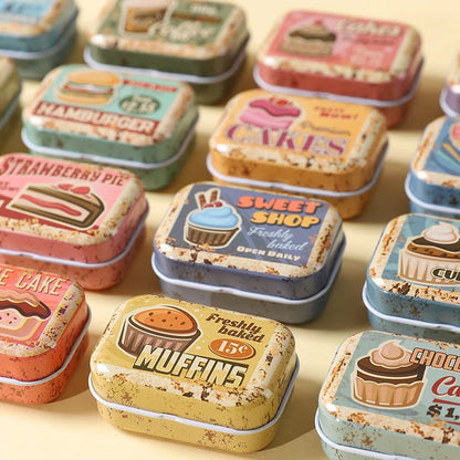 1/3/6PCS Flip Cover Tin Box Mini Rectangular Iron Box Decorative Box Portable Small Storage Cans Candy Pills PaperClip CuteStyle