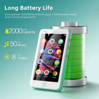 MP3 player bluetooth speakers & wifi, music player with video, FM radio, eBooks, capacity up to 512 GB