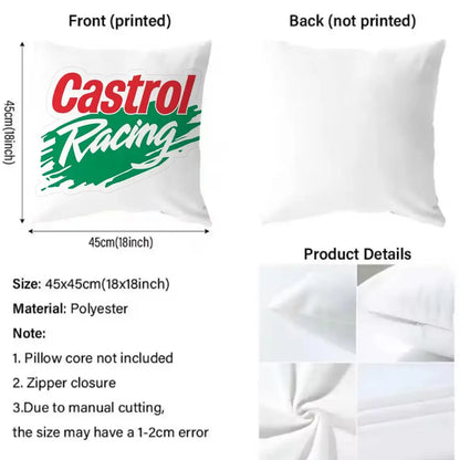 Logo C-Castrol Cushion Cover Home & Car Dual-Scene Pillow Cover: Reversible for Premium Comfort