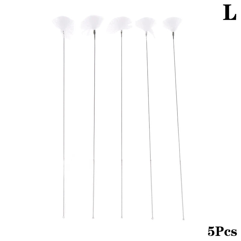 1/5Pcs Goose Feather Stick Ear Picking Elastic Earwax Cleaner Stick Massage Chicken Peacock Feather Silver Needle Ear Dig Tool