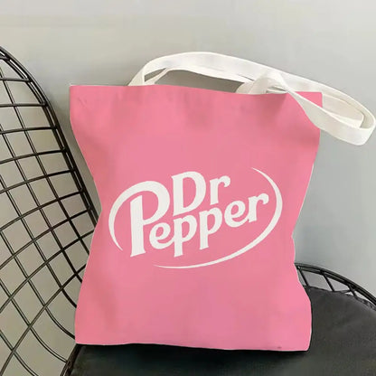 Classic Red Drink D-Dr P-PePper Storage Bags Canvas Double-Sided Print Fashion Shoulder Tote Shopping Bag Gift Eco Handbags
