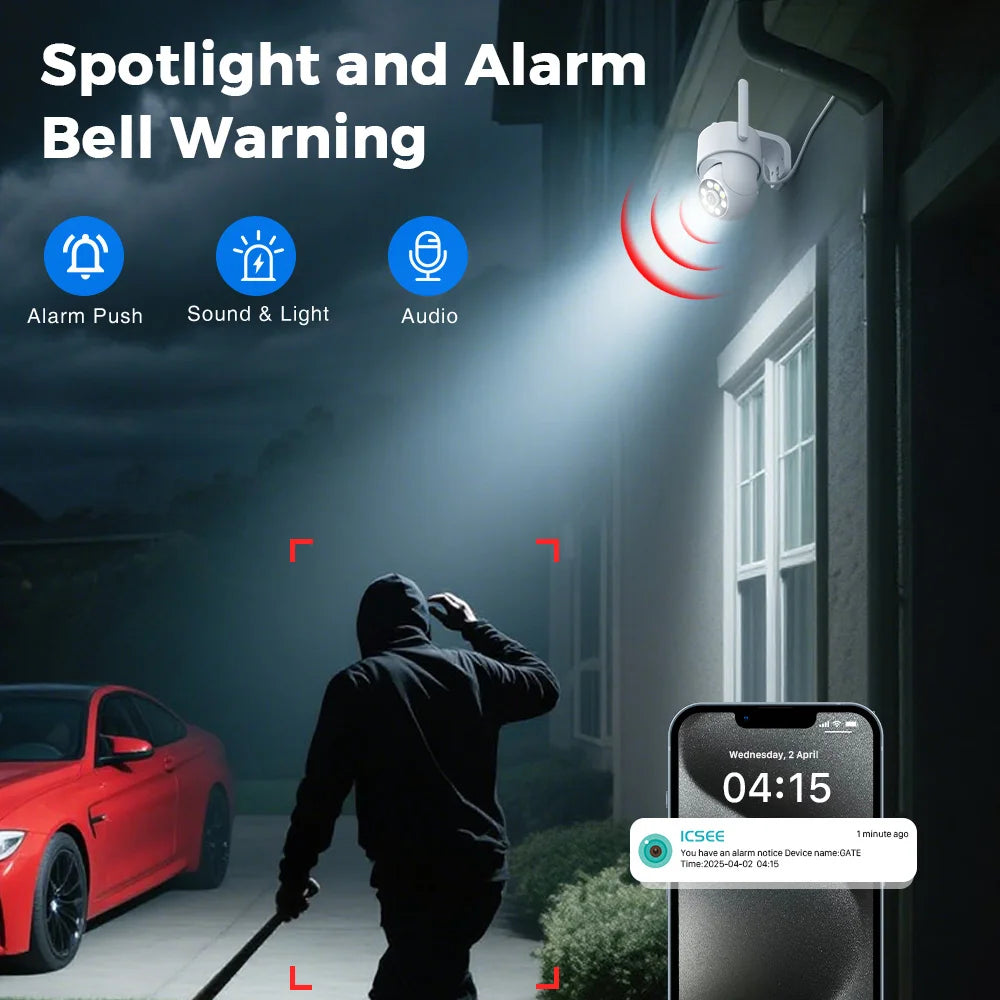 4MP 2K Mini Wifi Camera with 4X Digital Zoom Indoor Night Vision IP Surveillance Camera for Home Security Protection ICsee APP