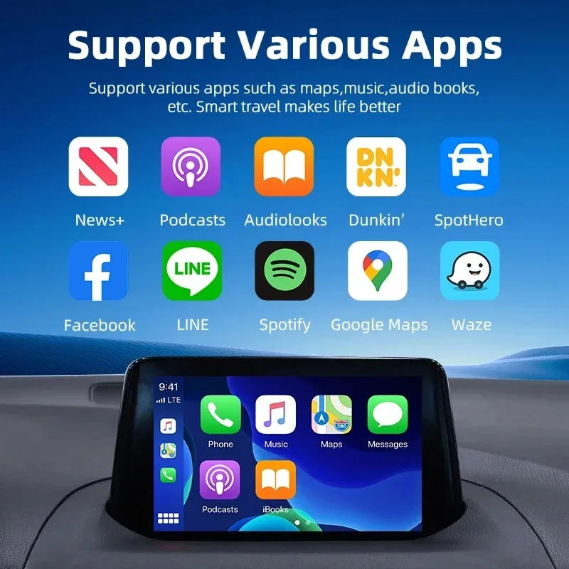 Wireless Carplay Android Auto Adapter 2 in1 Mini Car AI Box AI Smart Box For Audi Toyota Mazda Nissan Kia Ford Opel Skoda