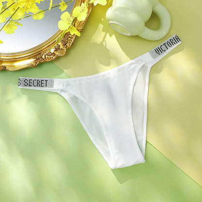 Victoria's Secret Women's Classic Striped Versatile Lace Sexy Panties Shaping Breathable Soft V-Chain Underwear Thong