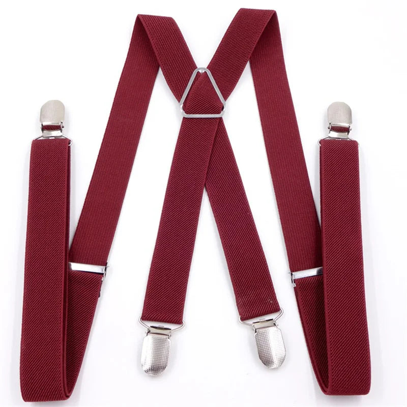 Solid Color Elastic Polyester Suspenders Braces Men Women Black Red Adjustable Straps For Wedding Suit Skirt Accessories Gifts