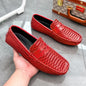 Men White Snake Pattern Loafers Penny Slip On Driving Shoes Casual Business Moccasins Breathable Male Footwear