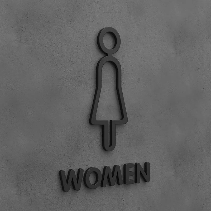 Matte Black Gold Toilet Sign Plate Acrylic 3D Wash Room Door Wall Label Sticker Wc BathRoom Signage Board Art Hotel Home Decor