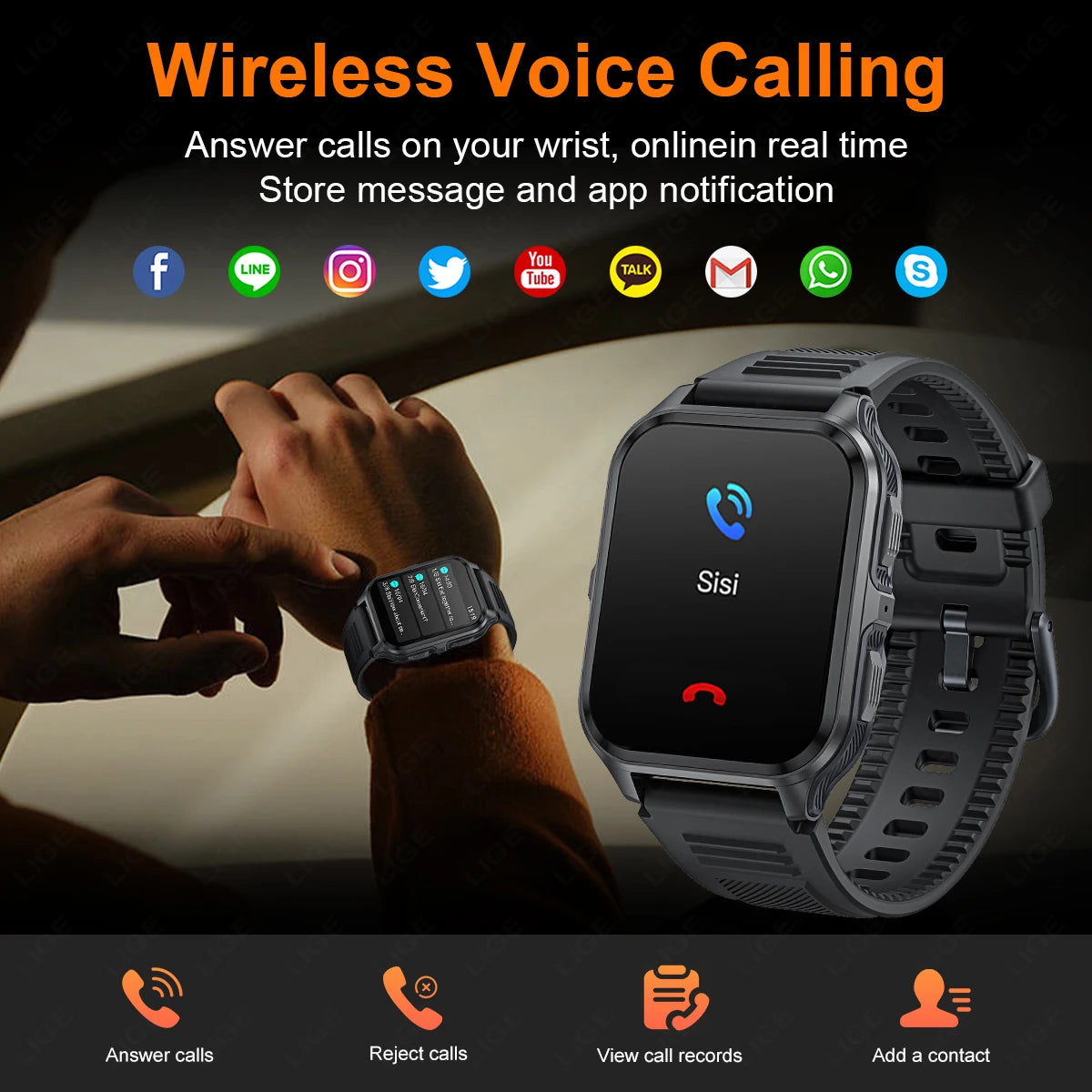 2026 Męski Zewnętrzny Smartwatch Monitor Zdrowia Wojskowy Bezprzewodowe Połączenia Fitness Wodoodporny Sportowy Smartwatch Na Telefony IOS Android
