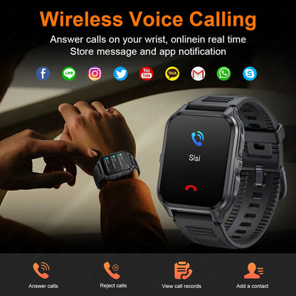 2026 Męski Zewnętrzny Smartwatch Monitor Zdrowia Wojskowy Bezprzewodowe Połączenia Fitness Wodoodporny Sportowy Smartwatch Na Telefony IOS Android