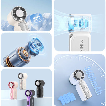 Mini High Speed Handheld Fan 3600mAh LED Display Portable Mini Handheld Turbo Fan, Desk Fan, Outdoor Cooling, Rechargeable Fan