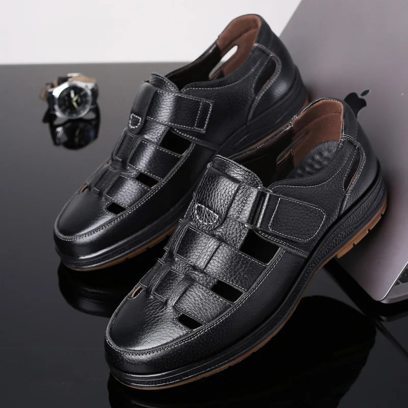Men's Slip-on Hollow-out Loafers, Summer Comfortable Breathable Cutout Shoes, Non-slip for Outdoor & Driving-XH9608