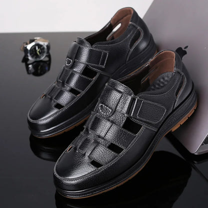 Men's Slip-on Hollow-out Loafers, Summer Comfortable Breathable Cutout Shoes, Non-slip for Outdoor & Driving-XH9608
