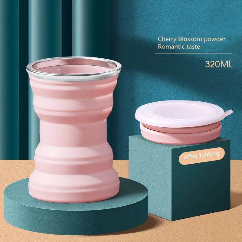 Creative ORIGIN CUP Portable Silicone Folding Cup with Lid Travel Wash Mouth Cup Heat Resistant Water Coffe Cup for Outdoor Camp