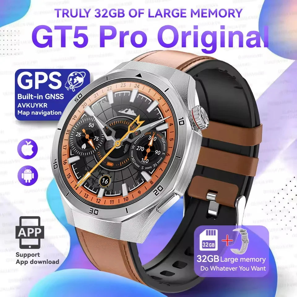 2025 NEW Fashion Men 32GB Big Memory SmartWatch APP Download TWS 3D Menu GPS Navigation Video Play Motion HD Call Watch GUHUAVMI