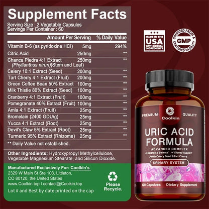 Uric Acid Cleanse Formula - Supports Uric Acid Cleansing, Joint Health, Immunity Enhancement, and Metabolism Promotion
