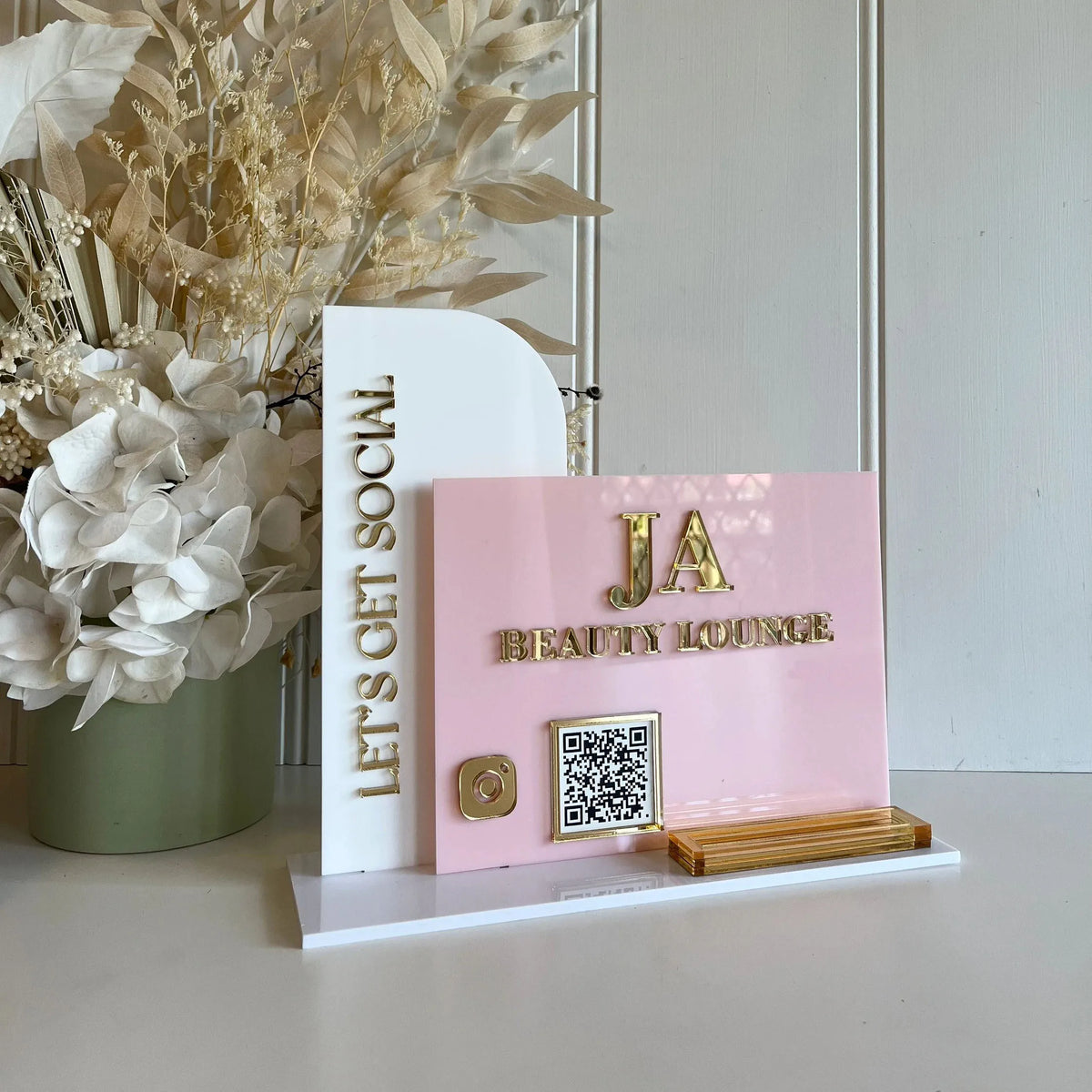 Personalized Multi QR Codes Sign Custom Logo Text Acrylic Stand for Small Businesses Payment Menu Gain Followers Hotel Reception