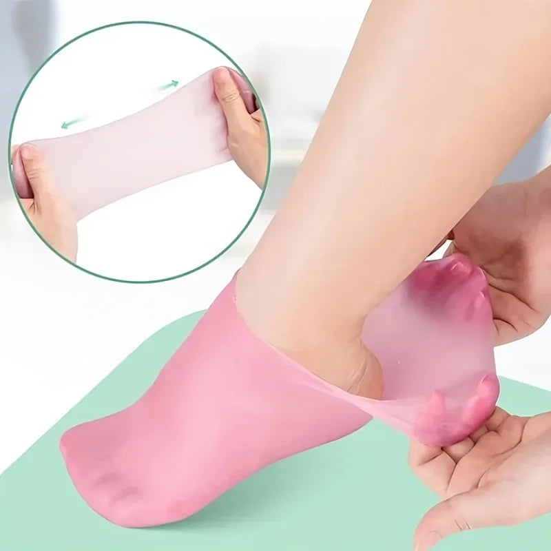 2 PCS Silicone Socks for Women, Soft Gel Moisturizing Foot Socks, Spa Socks for Softening Dry Feet, Cracked Heels Foot Care