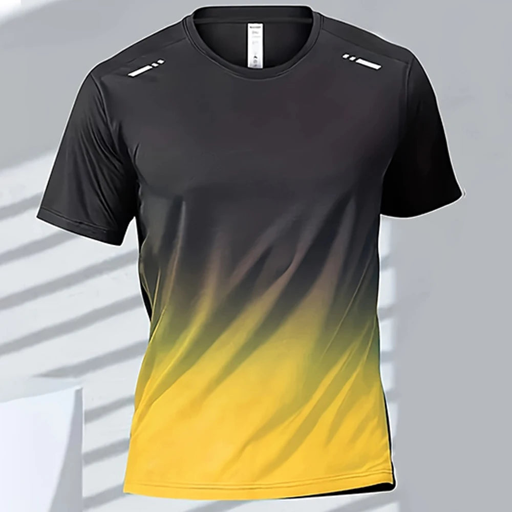 Men's T-shirts Sports T-shirt Quick-drying Gradient Short Sleeve Tees Outdoor Workout Basketball Training Running men clothes