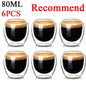 2-6PCS 80ml Double-layer Insulated Glass Cup High Borosilicate Glass Coffee Milk Mug Tea Cup Restaurant Household Drinkware Gift
