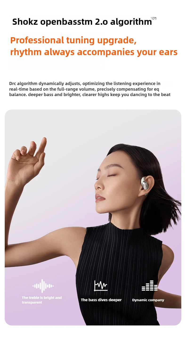 Shokz OpenFit 2+ T921 Open Hanging Ear Headsets Dolby Audio Wireless Bluetooth Earphones,DualBoost Technology AI Noise Reduction