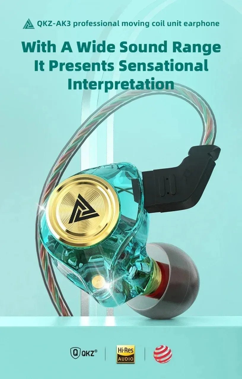 QKZ CK5 FiLe Wired Earphone Professional Gaming And Sports Noise Cancelling Headphones with Microphone HiFi Music Earphone