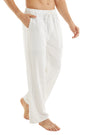 Men's Casual Linen Cotton Yoga Pants Breathable Loose Sweatpants Beach Trousers Lounge Pants Elastic Waist Fitness Pants