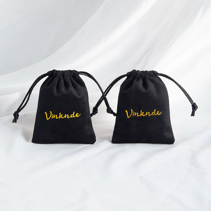100pcs Custom Logo Jewelery Velvet Drawstring Bag Soft Champagne Velvet Suede Pouches Packaging for Wedding Party Gift Organizer
