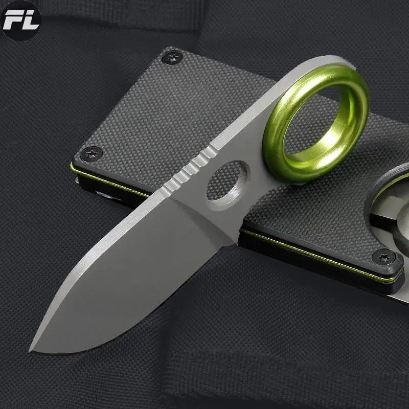 Outdoor Mini Pocket Knife Multifunctional Straight Knife Suction Card Mounted Keychain Pocket Knife Carrying Knife All Steel