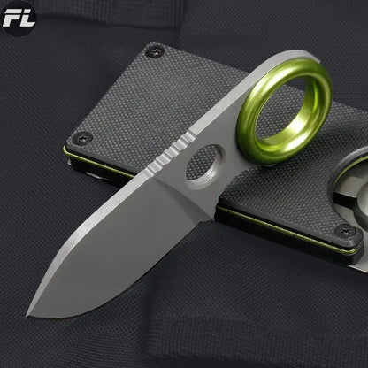 Outdoor Mini Pocket Knife Multifunctional Straight Knife Suction Card Mounted Keychain Pocket Knife Carrying Knife All Steel