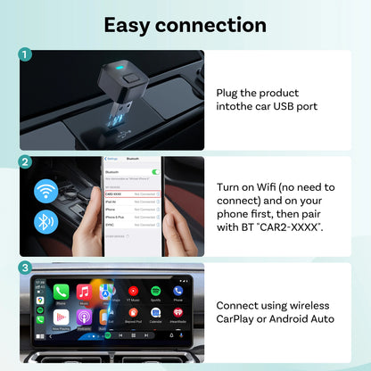 OTTOCAST Mini Dot Cube Wireless CarPlay Android Auto Adapter 2 in 1 USB AI Car Accessories for Totoya VW Benz Chevrolet Hyundai