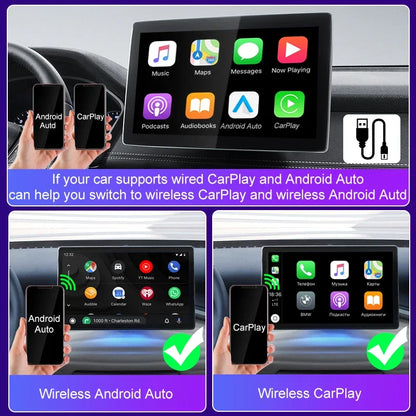 2 in 1 CarPlay Wireless Adapter Android Auto To USB car play Wireless Intelligent Systems Wireless Adapter Mini AI Box for Car