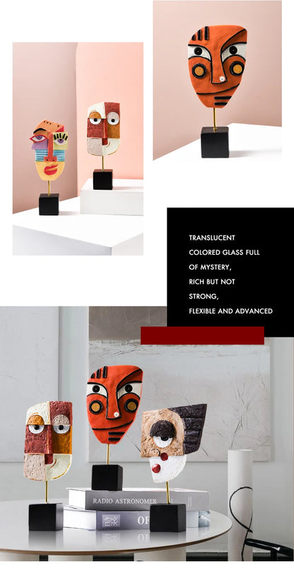 Abstract Facial Art Ornaments INS Nordic Style Home Resin Crafts Creative Living Room Wine Cabinet Decoration and Decoration