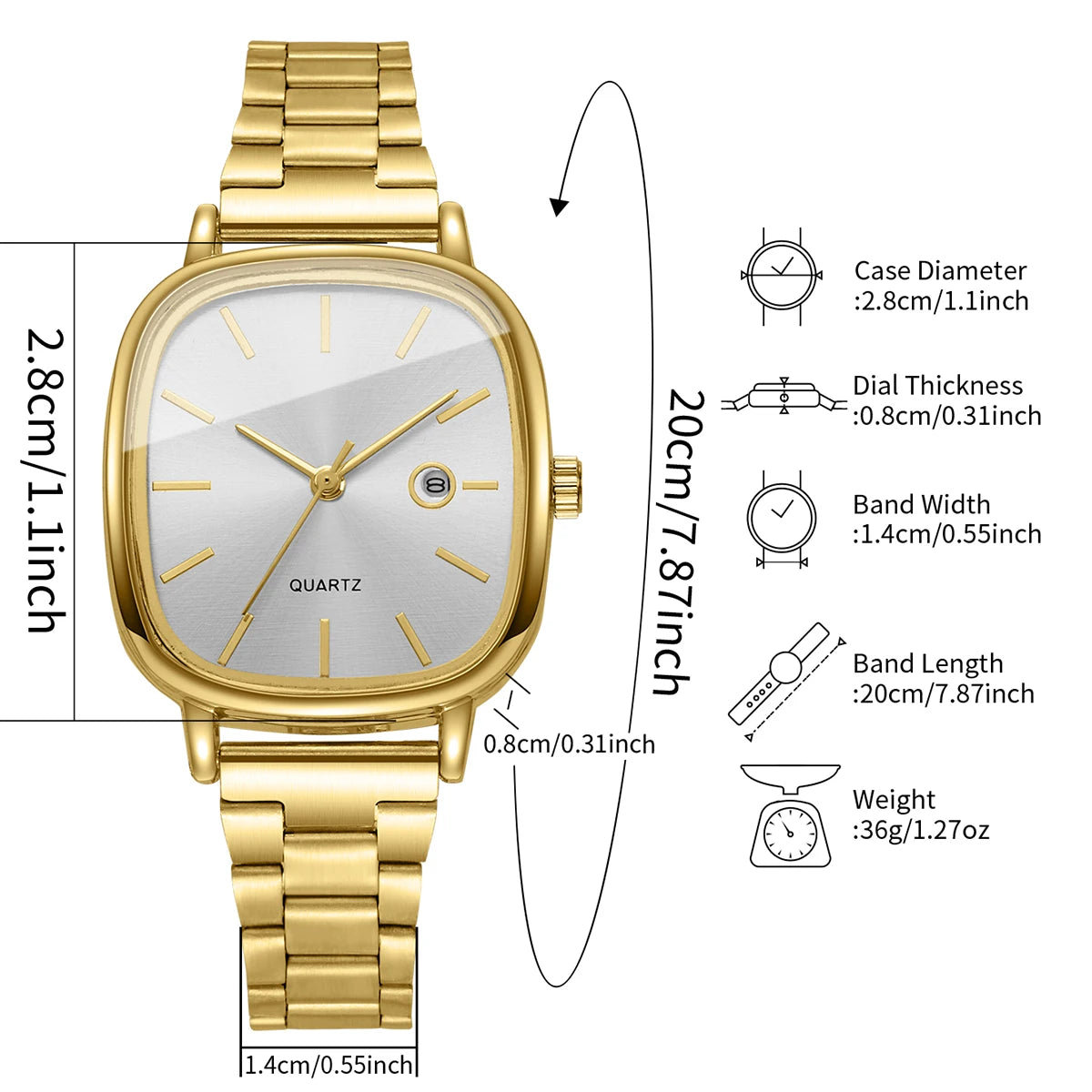 Elegant Square Dial Women Watches Simple Calendar Quartz Wristwatches Reloj Mujer Girls Clock Gift (Without Box)
