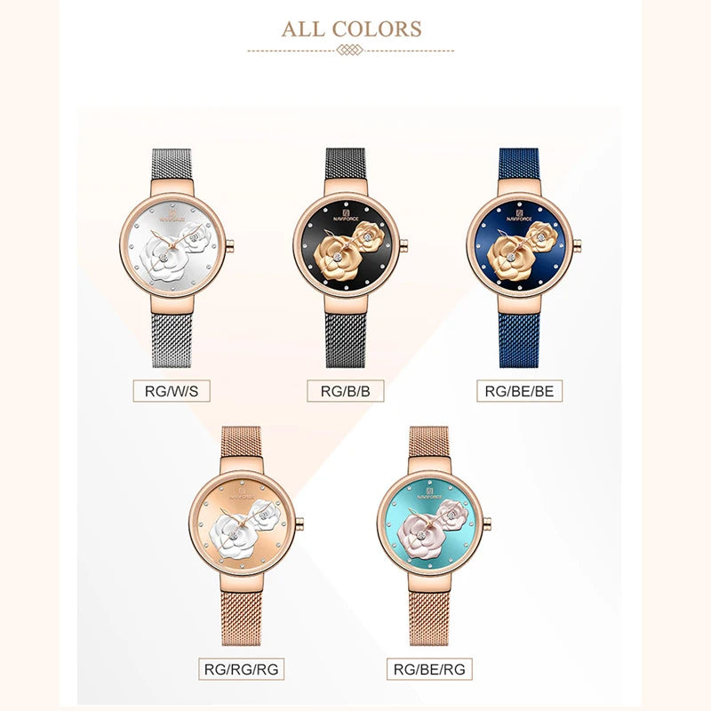 NAVIFORCE Luxury Women Watch Waterproof Dress Wristwatch Stainless Steel Bracelet Strap Elegant Lady Fashion Casual Female Gift